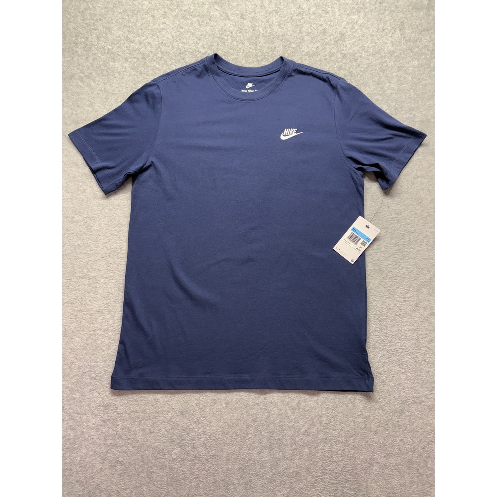 Nike Mens Sportswear Club Tee Navy Blue Embroidered Logo AR4997-410 Size M